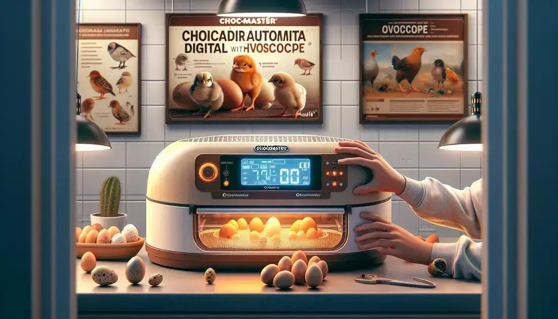 Chocmaster Chocadeira Automática Digital Juli 70 com Ovoscópio: Tecnologia Inovadora para Criação de Aves